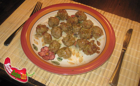 A plate of albondigas salsa verde