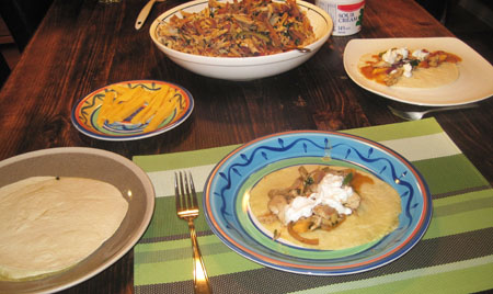 Chicken fajitas plate