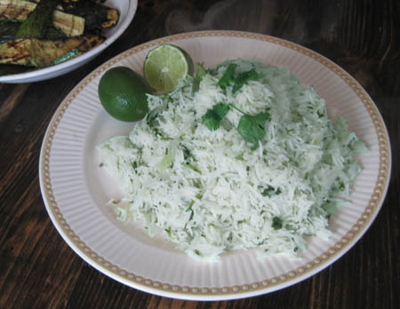 a plate of green rice