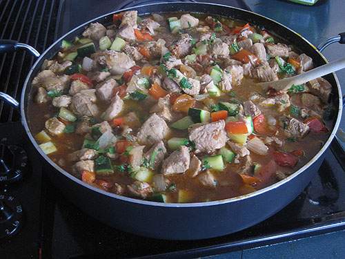 skillet with Pork and zucchini