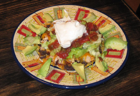 a mexican chicken tostada plate